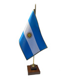 Bandera Argentina De Escritorio * Con Base Madera Y Bronce *