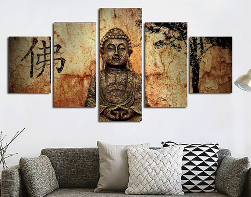 5 Cuadros Canvas Buda Religion Decorativo Paisaje 100x56cm