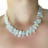 Hermoso Collar Perlas Cultivadas Biwa Barrocas 100% Natural