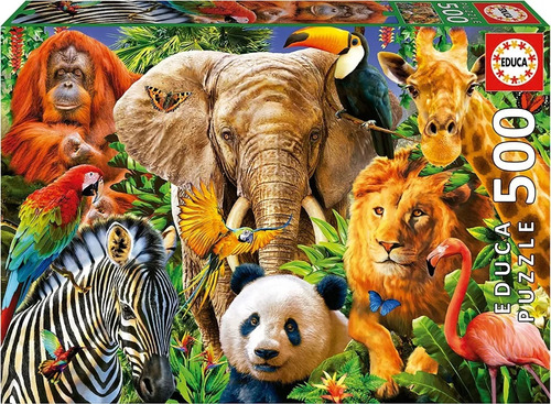 Puzzle Rompecabezas 500 Pzas Collage Animales Salvaje Educa