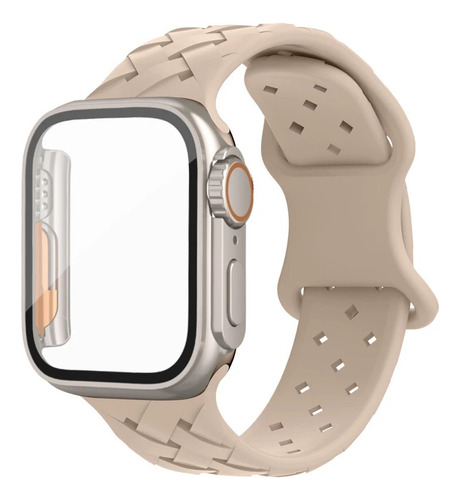 Funda Y Correa De Silicona Para Apple Watch Cristal Templad