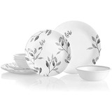 ~? Corelle Boutique Misty Leaves - Vajilla De 12 Piezas, Ser