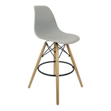 Banqueta Charles Eames Eiffel Wood Base Fixa Madeira Cor Cinza