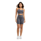 Conjunto Fitness Zero Transparência Short Cos Alto + Cropped