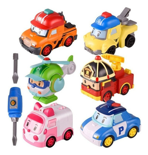 Juego De Coches De Juguete Robocars Poly, Juego De 6 Unidade