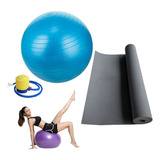 Kit Yoga Fit Exercício Tapete + Bola C/ Bomba Treino Saúde 