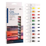 Tinta A Óleo Kit C/ 12 Cores Para Pintura Tela  Promoção!