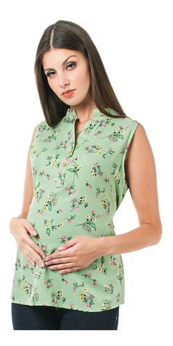 Blusa Maternidad Sin Manga Con Detalle De Boton - 2537beb