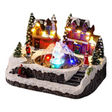 Christmas Snow Village House Music Fountain Snow Town Para