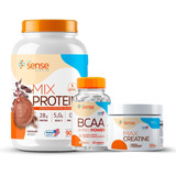 Kit Whey Mix Protein + Creatina + Bcaa Life Sense Nutrition