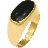 Anillo Hombre De Oro Laminado 18k Con Piedra Negra Azabache