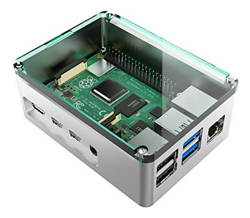Carcasa De Aluminio Pi  Para Raspberry Pi 4 Modelo B - Plata