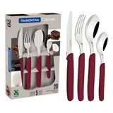 Juego Set Kit Cubiertos Tramontina 20 Piezas Cocina Carmel Color Bordó