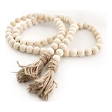 Wooden Beaded Garland With Tassel - 2 Pieces Natural Prayer 