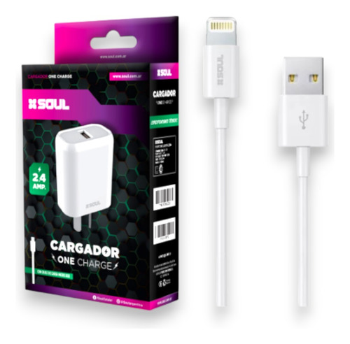 Cargador Usb De Carga Rapida Soul 2.4a + Cable Incluido