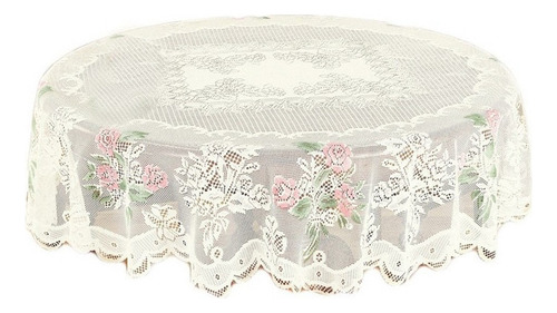 Mantel De Encaje Redondo Blanco En Mano Floral Rose Ca