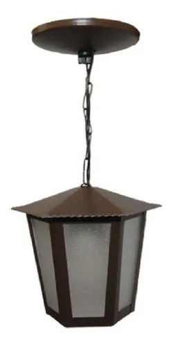 Lustre Pendente Colonial Sextavado L1c Marrom 110v/220v