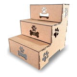 Escada Madeira 3 Degraus Para Pet 45cm Mdf Cachorro E Gato