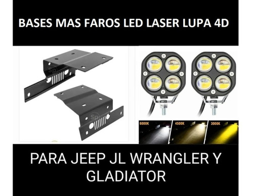 Bases Mas Faros Led Lupa 8d Para Jeep Wrangler 2020 Al 2023