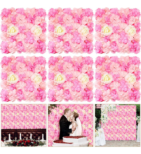 Tigeen 6 Paneles De Pared De Flores 3d De Seda Con Rosas Fl.