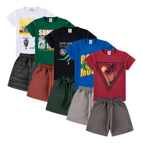 Kit 5 Conjunto Infantil Menino Verão Top Atacado Modinha