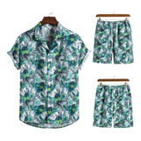 Conjunto De Dos Piezas Con Camisa Hawaiana De Estilo Playero