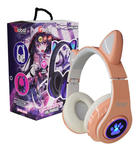 Auricular Bluetooth Gamer Con Orejas De Gato Color Rosa