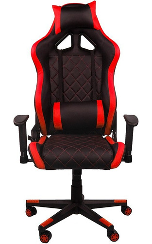 Silla Gamer Oficina Ergonomica Roja Cojin Desmontable