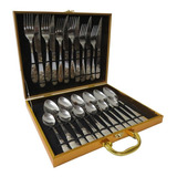 Set 24 Cubiertos Dorados   Cuchilleria Acero Inox. En Maleta