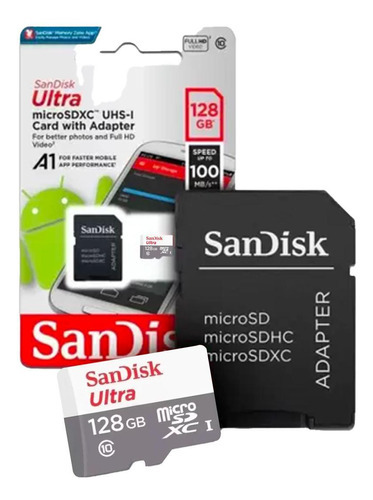 Cartão Memória Sandisk Com Adaptador Sd 128gb