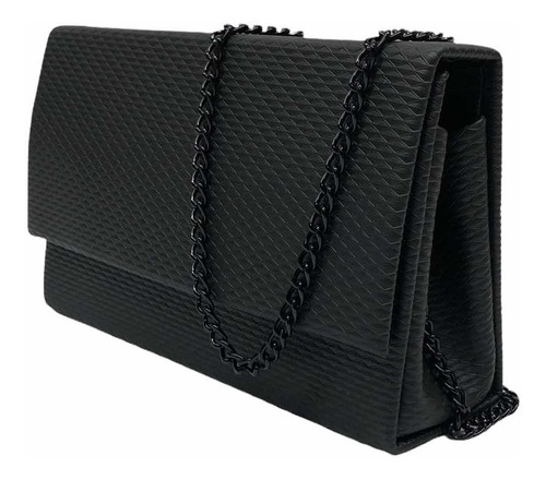 Bolsa Clutch Preto Feminina Madrinha Casamento Alça Corrente