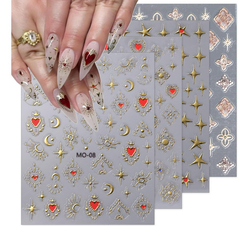 8 Sheets Retro English Letters Nail Stickers For Nail Art