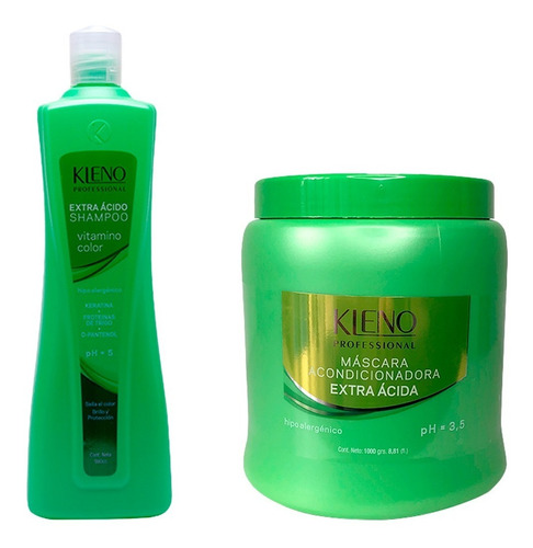 Kleno Extra Acido Kit Shampoo 980ml + Mascara Keratina 1kg