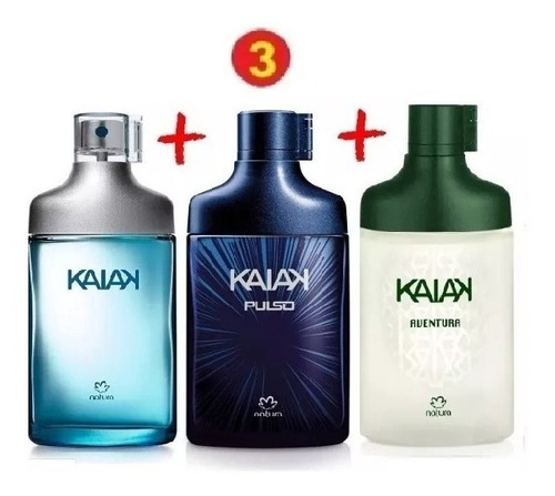 Kit Perfume Masculino Kaiak Tradicional + Pulso + Aventura