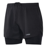 Pantalones Cortos Deportivos Quick Running Para Hombre, 2 En