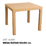 Promocion Mesa Cuadrada Reforz. Simil Rattan Color Beige