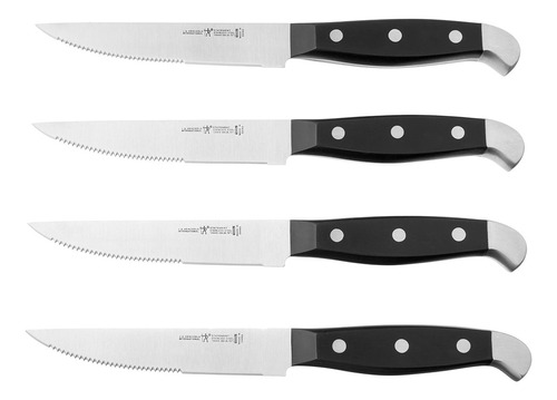 Henckels Steak Knife Set Of 4, Steel End Cap, Black