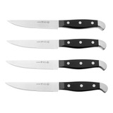 Henckels Steak Knife Set Of 4, Steel End Cap, Black