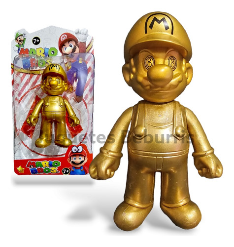 Muñeco Super Mario De Oro. Muñeco Mario De Oro 16cm. 