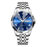 Relojes Poedagar Con Calendario De Diamantes De Lujo Para Ho Color Del Fondo Silver/blue