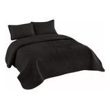 Cubrecama Quilt De Verano 2 Plazas Lisos Color Negro 