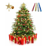 Árbol De Navidad 2.10mt De Alto+luces+bambalinas+pie De Arbo