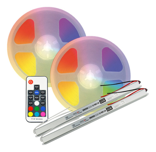 Kit Fita Led 10m Colorido Rgb 10w C/ Controle + Fonte Driver