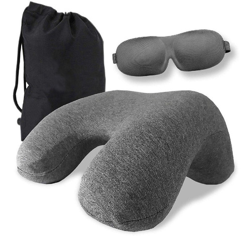 Kit De Almohada Memory Foam Y Antifaz 3d Para Viaje