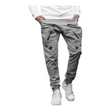 Hombre Cargo Bolsillo Pantalones Streetwear Joggers Hip Hop