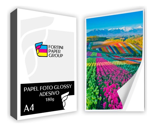 500 Folhas Papel Foto Glossy Adesivo A4 180g Fortini Paper