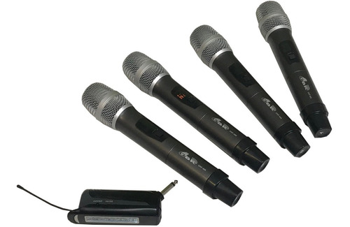 Set 4 Micrófono Inalámbrico Mano Uhf Recargable Base Mini