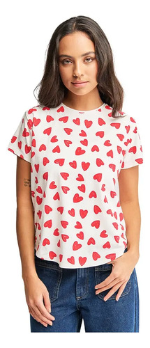 Playera Estampada Cerezas Holly Land 025a Blanco Mujer