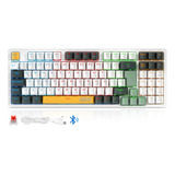 Terport Teclado Mecánico Inalambrico Español 90% Tr95 Bosque Rgb, Bluetooth+usb+cable, Outemu Red Switch Hotswap, 95 Teclas Antighosting, Teclado Inalámbrico Recargable Para Juegos&oficina