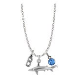 Collar Tiburón Mar Animal Dije Inicial Letra Personalizado